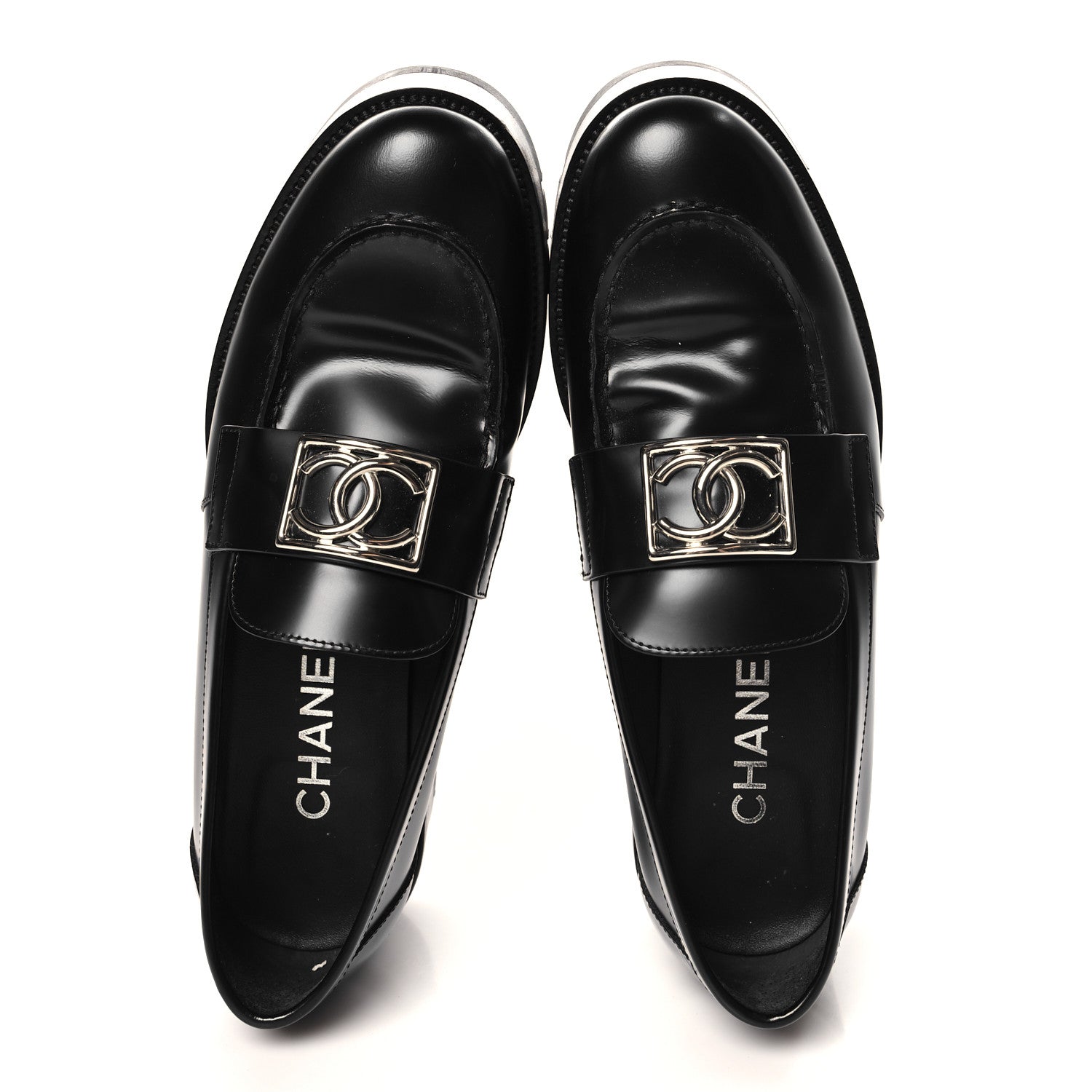 Chanel Calfskin Metal CC Loafers 39 Black 2 of 10