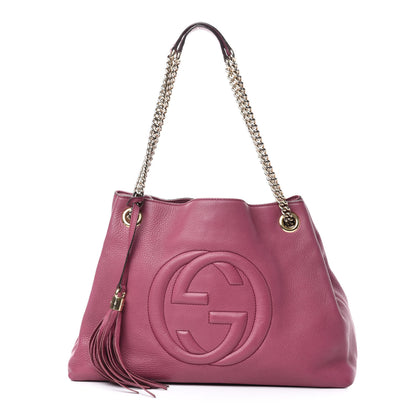 Gucci Pebbled Calfskin Medium Soho Chain Shoulder Bag Peonia Flower 1 of 11