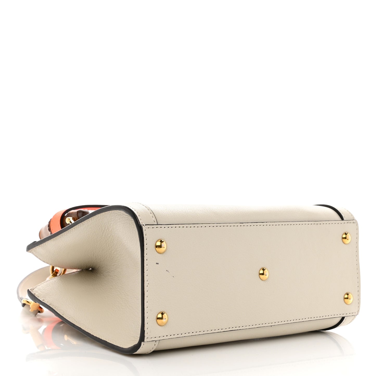 Wonka Grain Calfskin Mini Diana Tote Bag Mystic White Orange Fluo