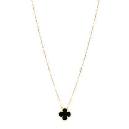 Van Cleef & Arpels 18K Yellow Gold Black Onyx Vintage Alhambra Pendant Necklace 1 of 5