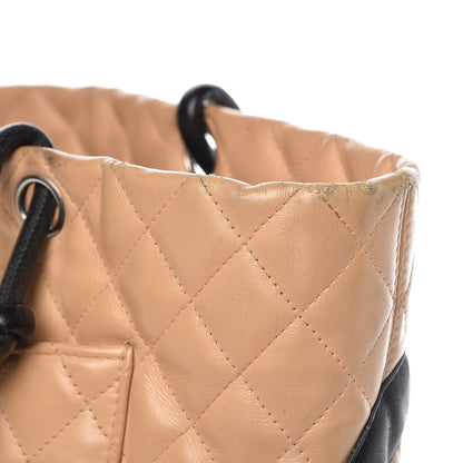 Chanel Calfskin Quilted Large Cambon Tote Beige Black 12 of 16