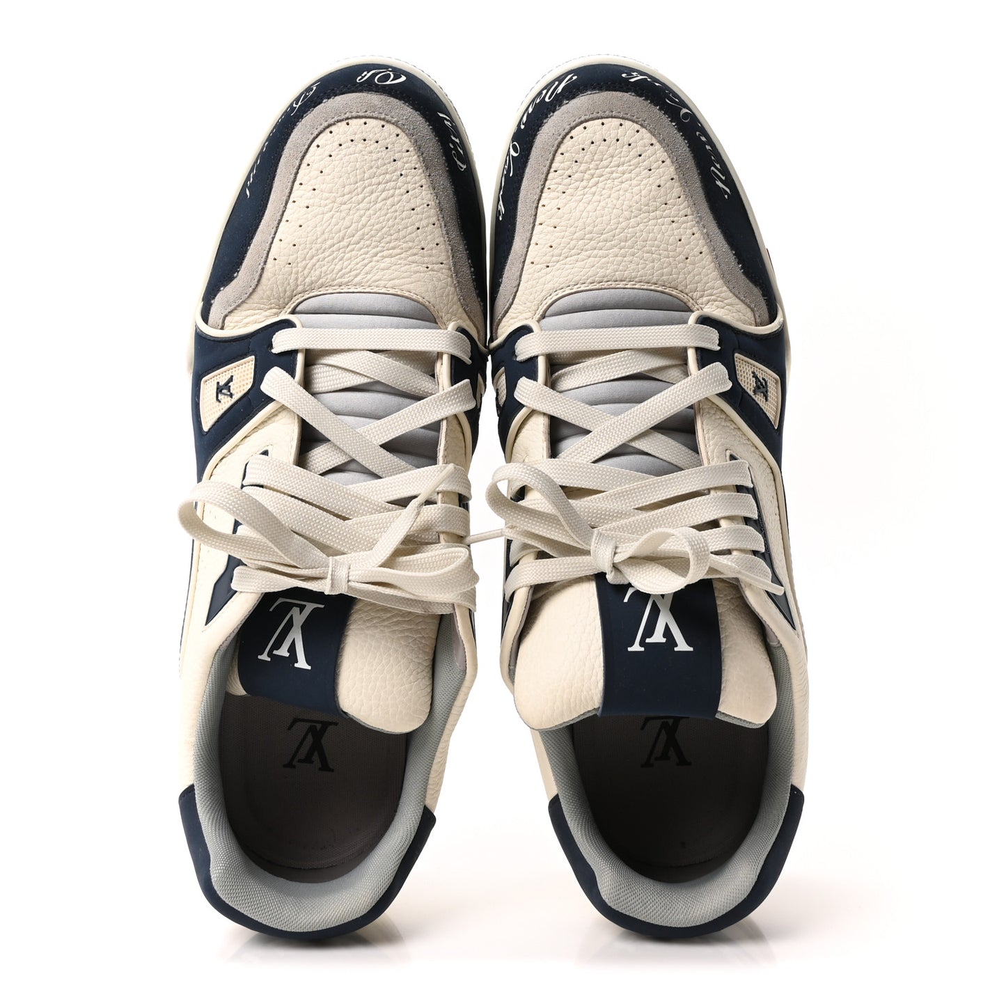 Calfskin Mens New York City of Dreams LV Trainer Maxi Sneakers 11 White Navy