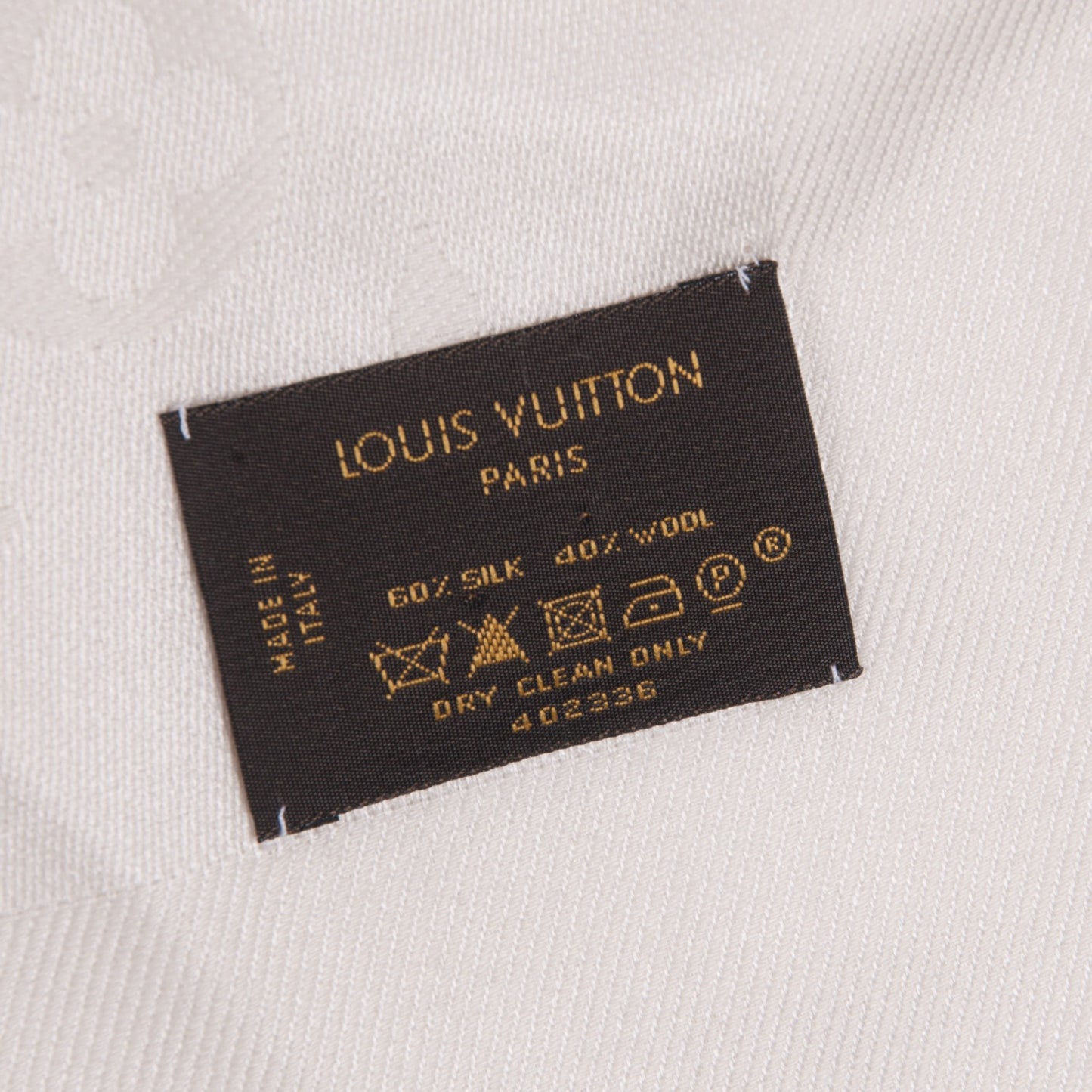 Wool Silk Monogram Shawl White