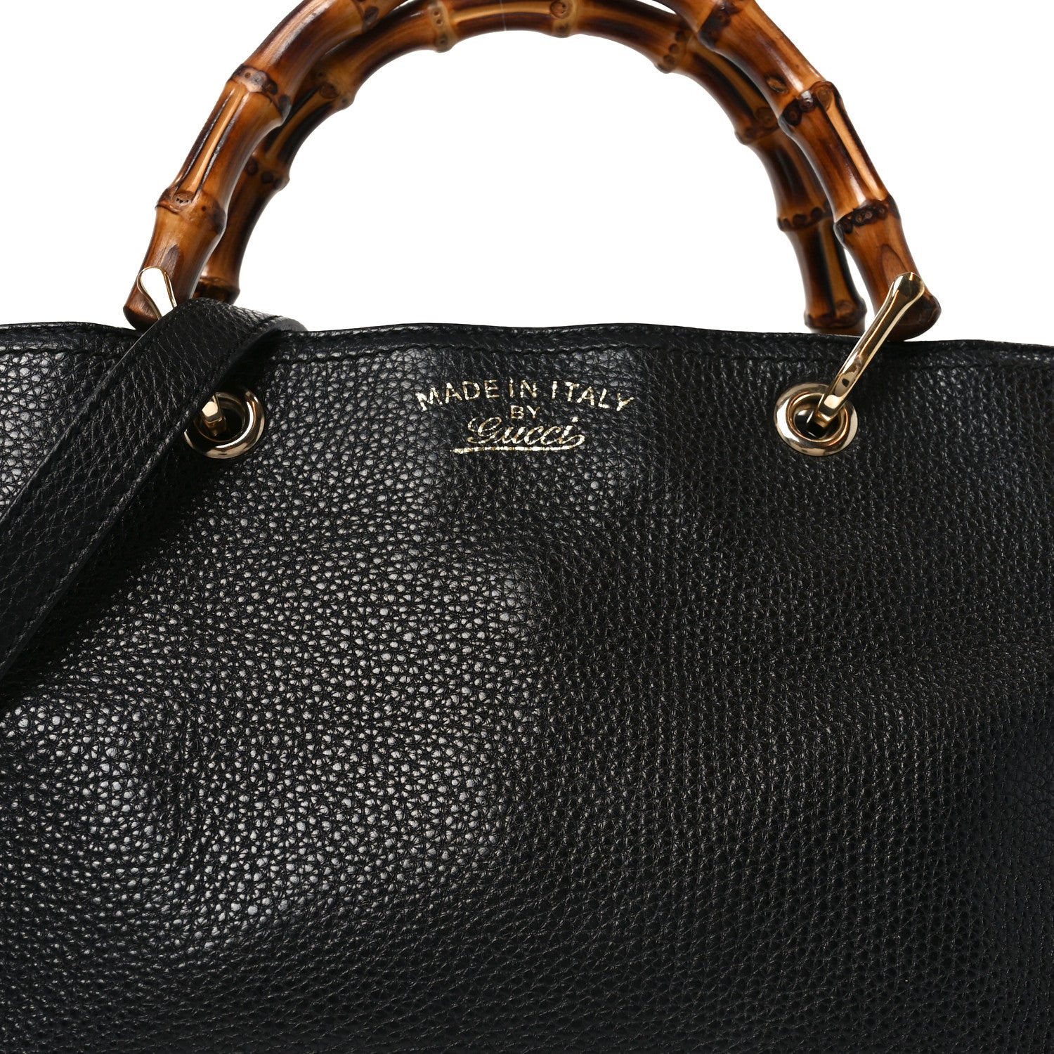 Gucci Pebbled Calfskin Medium Bamboo Shopper Tote Black 8 of 10
