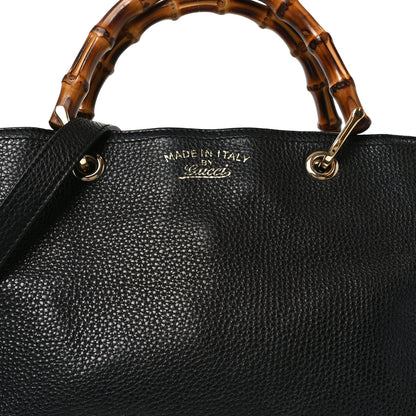 Gucci Pebbled Calfskin Medium Bamboo Shopper Tote Black 8 of 10