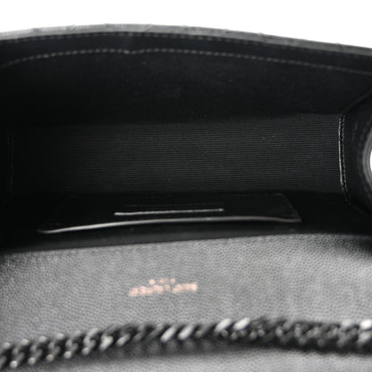 Saint Laurent Grain De Poudre Textured Mixed Matelasse Triquilt Small Monogram Monochrome Satchel Black 5 of 10