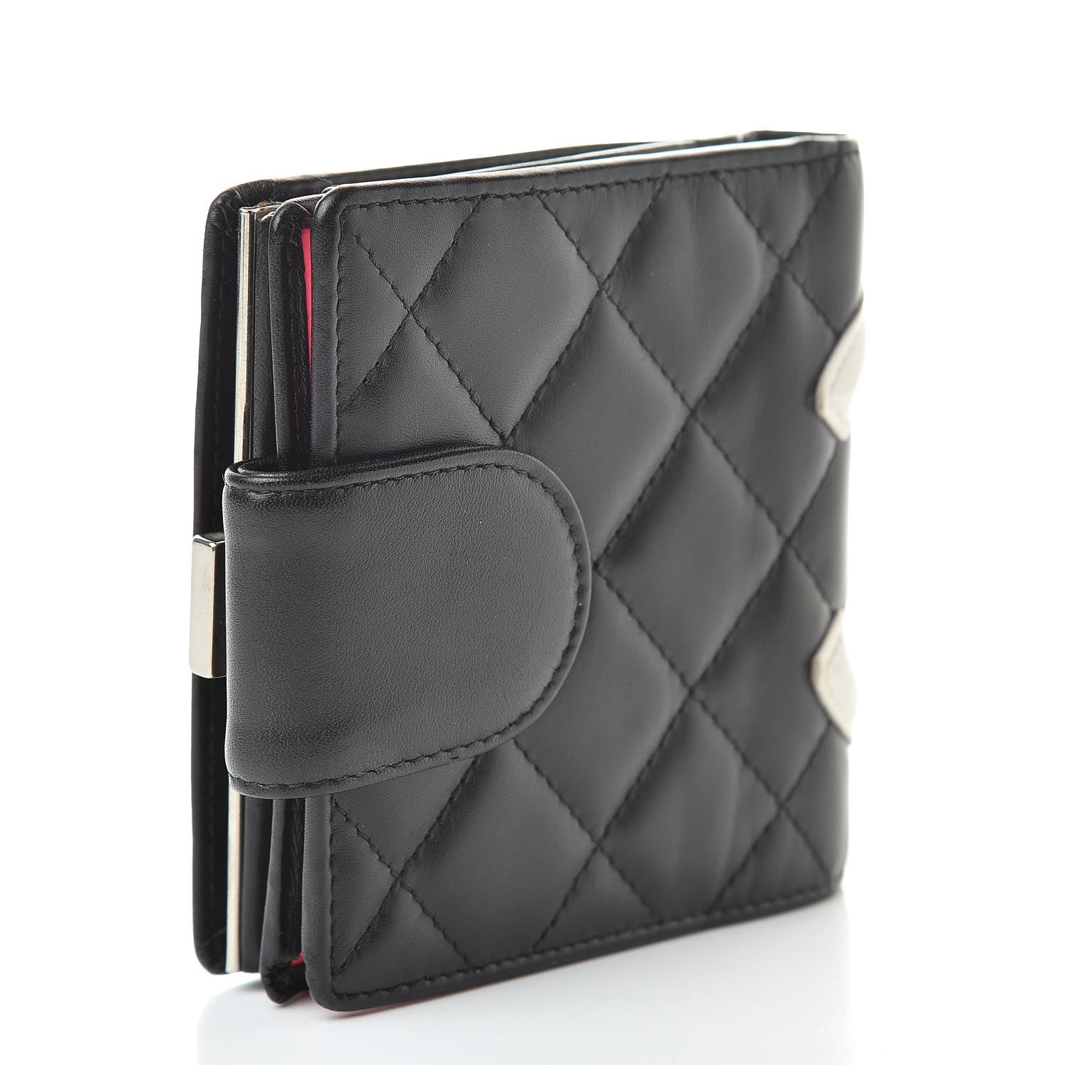 Chanel Calfskin Quilted Cambon Bi-Fold Wallet Black White 3 of 12