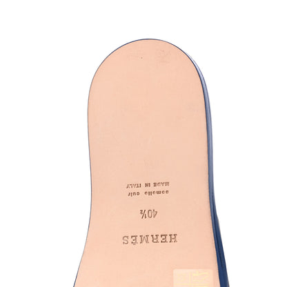 Hermes Calfskin Mens Izmir Sandals 40.5 Black Mediterrane 9 of 12