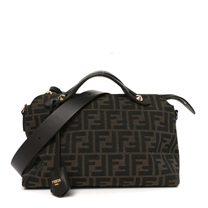Fendi Vitello Grace Jacquard FF Medium By The Way Boston Bag Tobacco Moro Ebano 1 of 10