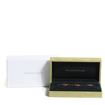 Van Cleef & Arpels 18K Rose Gold Letterwood 5 Motifs Vintage Alhambra Bracelet 6 of 6