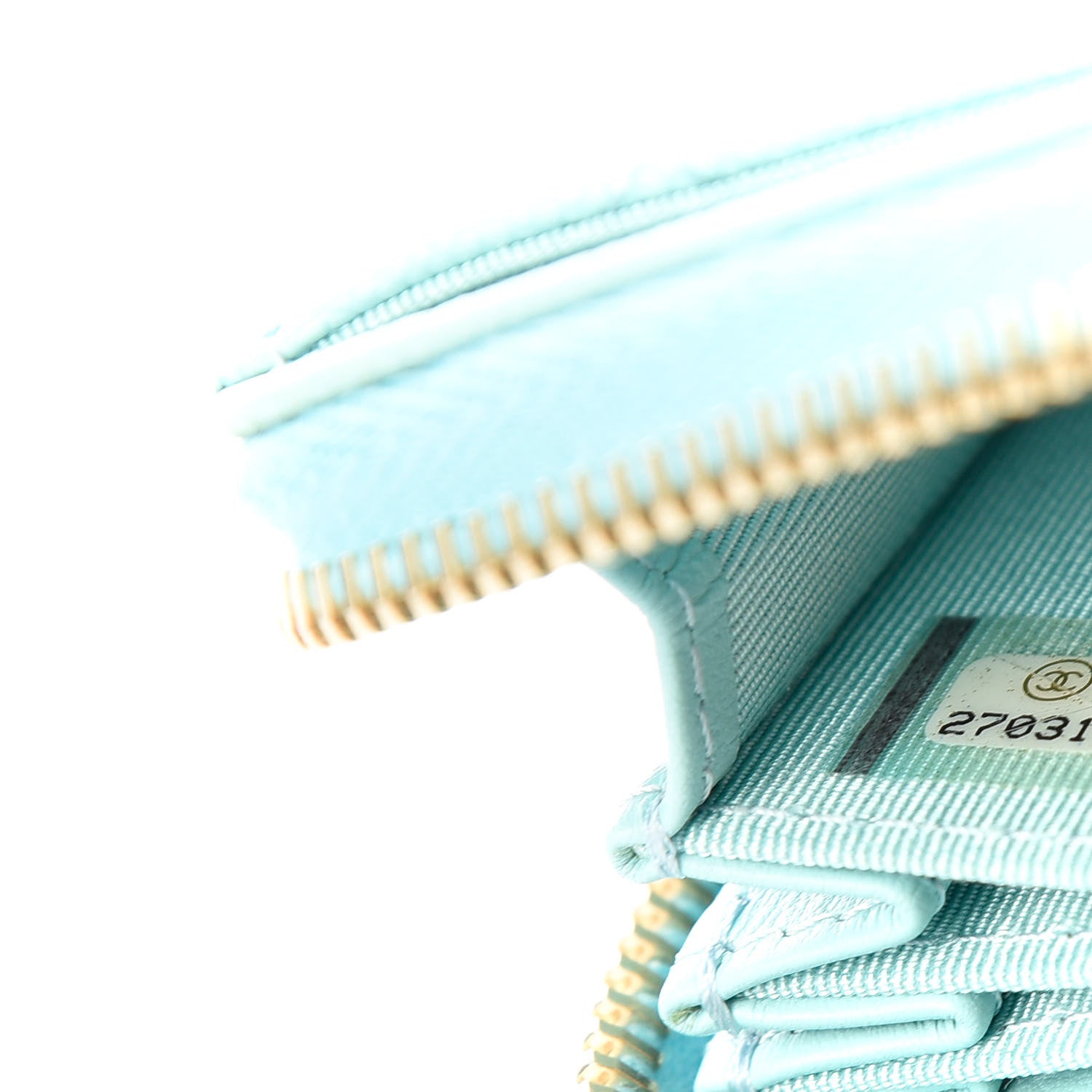 Chanel Caviar Quilted Zip Coin Purse Light Blue 8 of 9