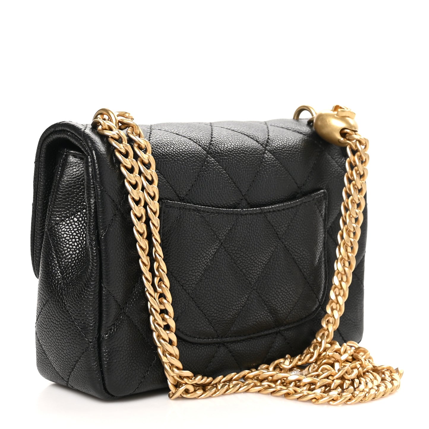 Caviar Quilted Mini Sweetheart Rectangular Flap Black