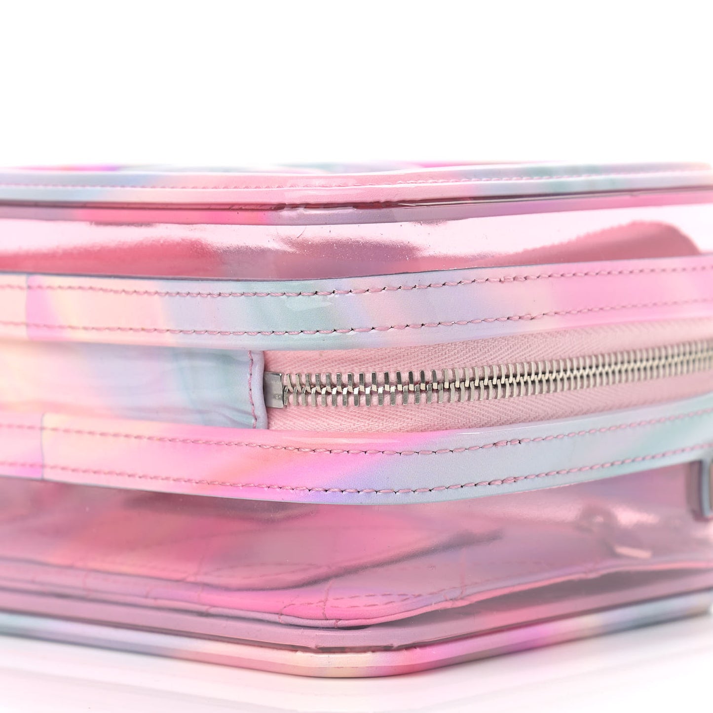 PVC Patent Calfskin Patent Lambskin Small CC Vanity Case Pink