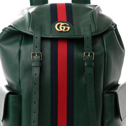 Gucci Grained Calfskin Medium Ophidia Double Buckle Backpack Green 7 of 10
