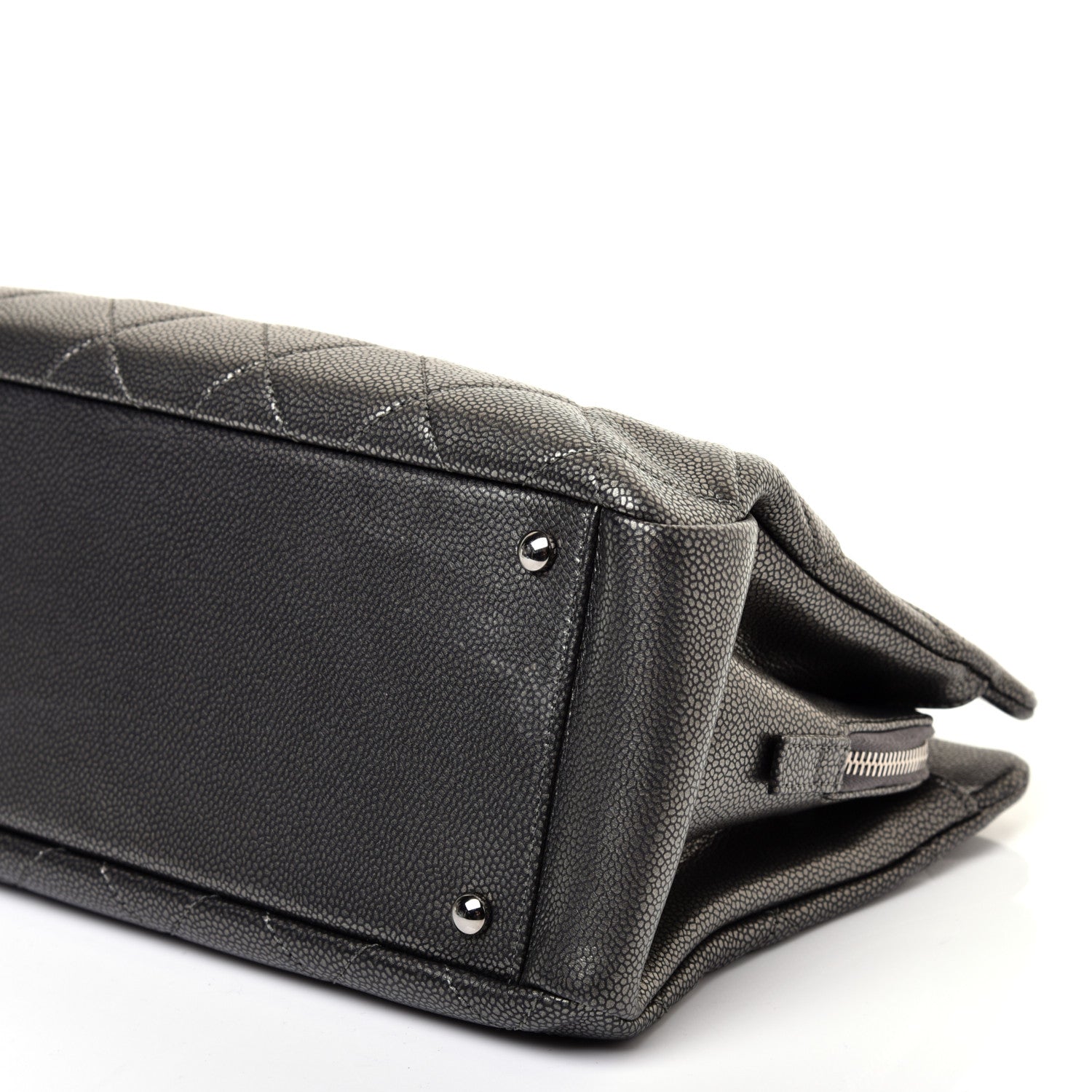 Chanel Metallic Caviar Quilted CC Tote Dark Silver 14 of 22