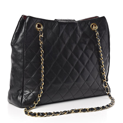 Chanel Lambskin Quilted Shopping Tote Black 3 of 11