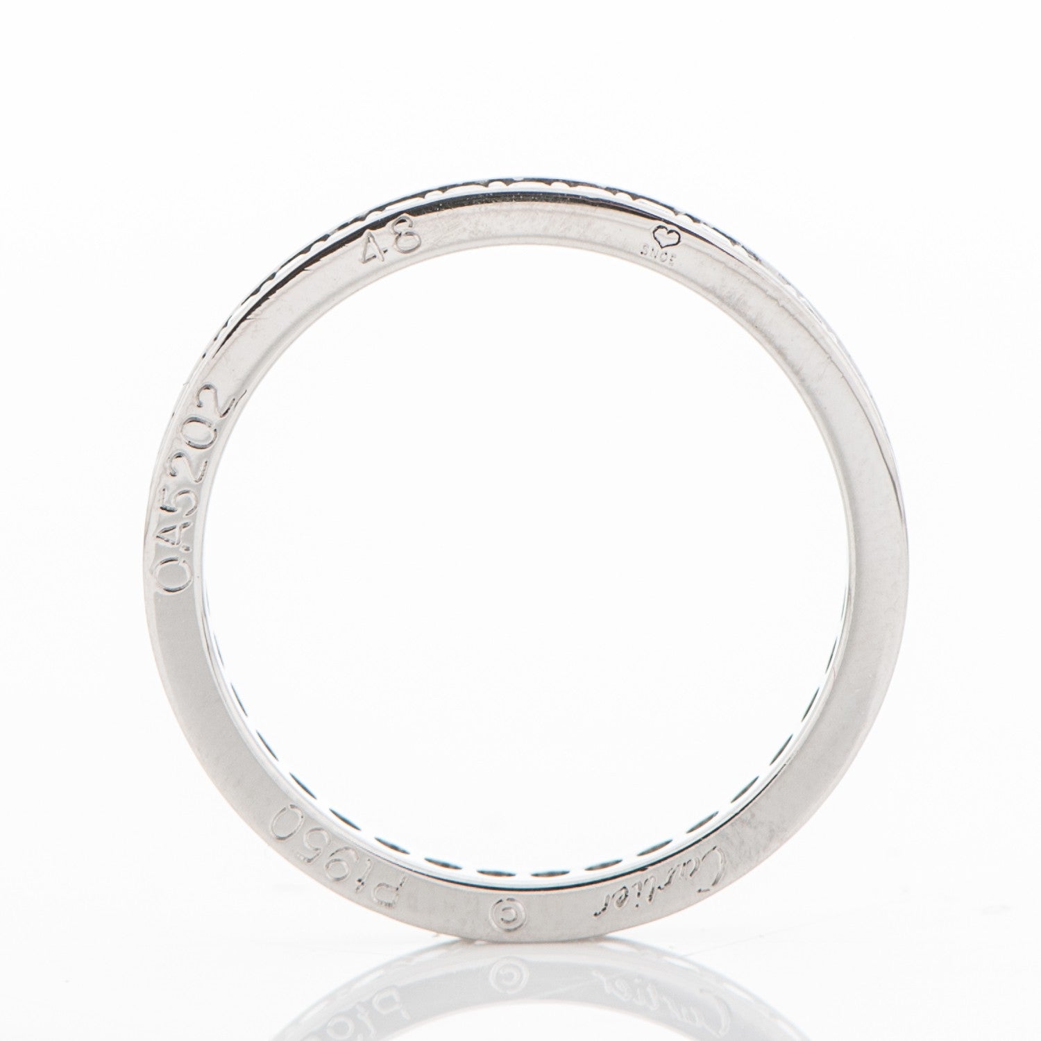 Cartier Platinum Diamond 2.4mm Ballerine Wedding Band Ring 48 4.5 5 of 7