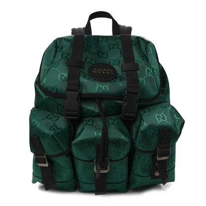 Gucci Econyl Nylon Monogram Off The Grid Utility Pocket Backpack Scrabble Green Black 1 of 9