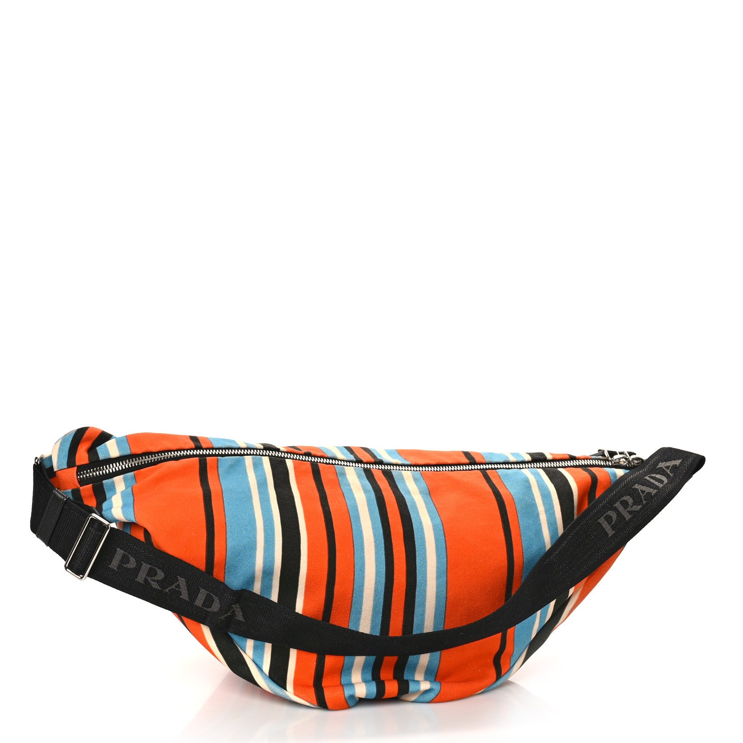 Canvas Logo Embossed Striped Large Triangle Shoulder Bag Arancio