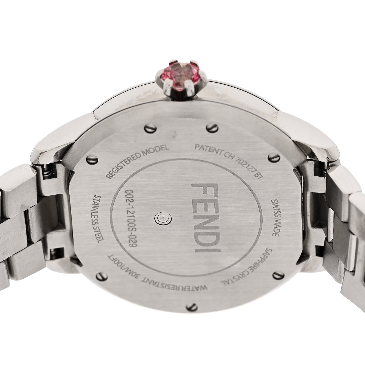 Fendi Stainless Steel Diamond Bezel Mother of Pearl Topaz 34mm Crazy Carats Quartz Watch 6 of 7