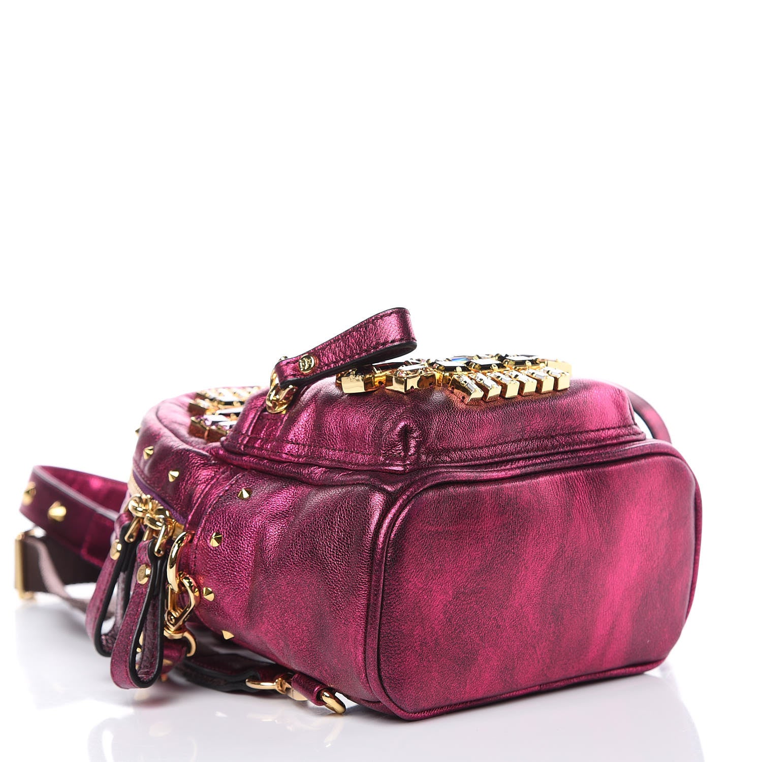 MCM Metallic Calfskin Swarovski Crystal Baby Edeline Backpack Pink 6 of 11