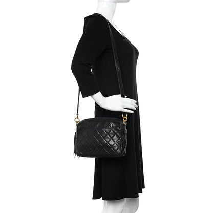 Chanel Lambskin Quilted Tassel Camera Case Black 2 of 14