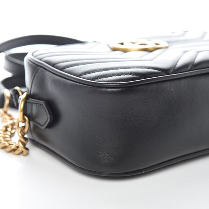 Gucci Calfskin Matelasse Small GG Marmont Chain Shoulder Bag Black 8 of 10