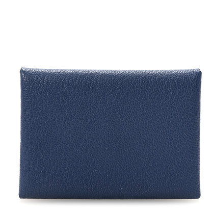 Hermes Chevre Mysore Duo Calvi Card Case Bleu Tie 1 of 7