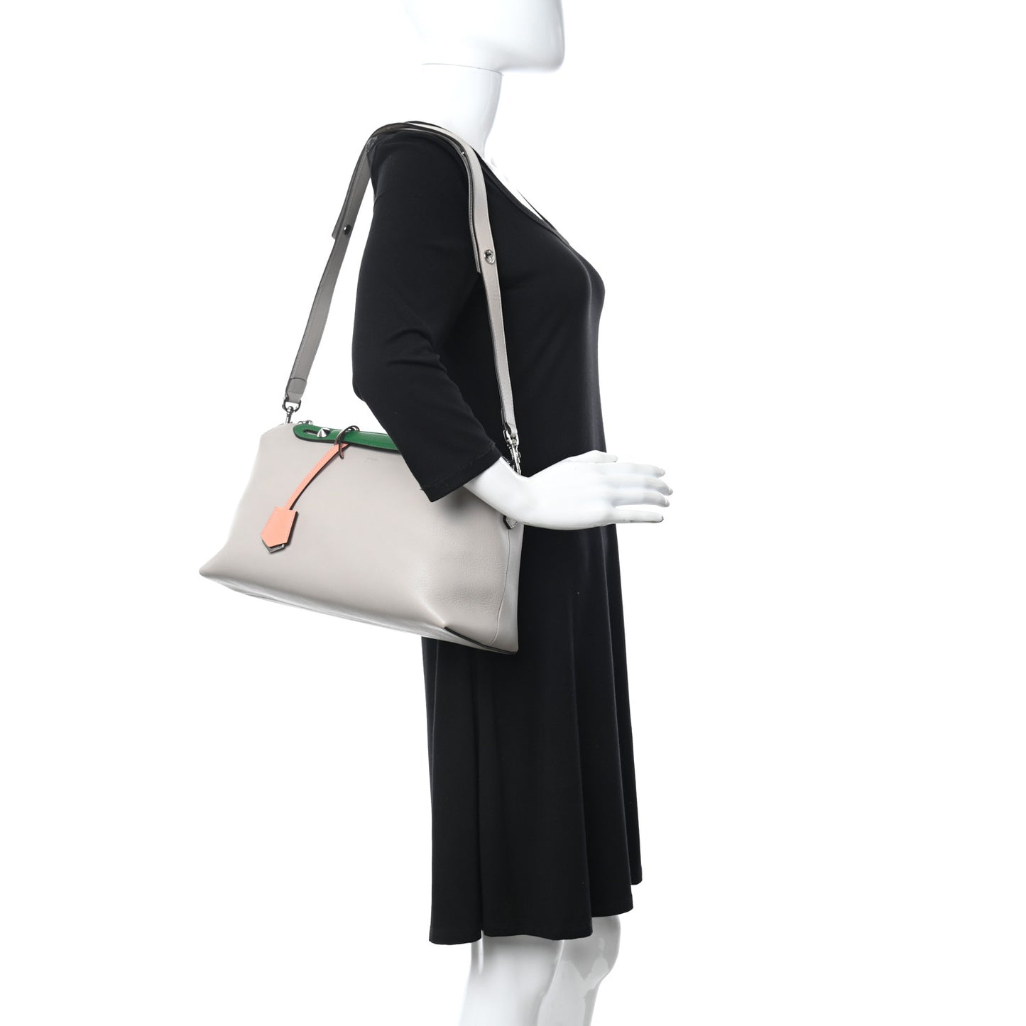 Vitello Dolce 4 Color Large By The Way Boston Bag Grigio Polvere Emerald Multicolor