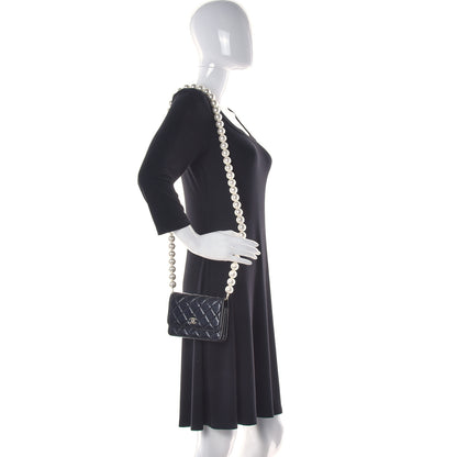 Chanel Calfskin Quilted Maxi Pearls Clutch With Chain Black 2 of 14