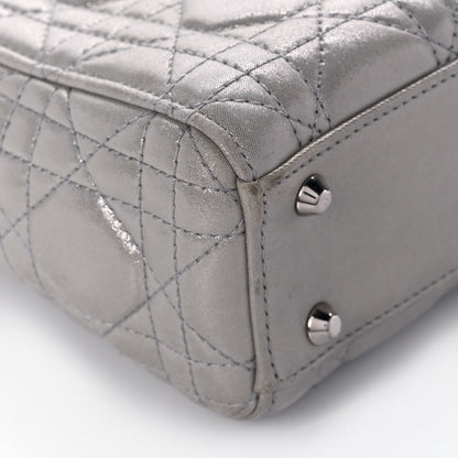 Christian Dior Metallic Lambskin Cannage Mini Lady Dior Silver 7 of 9