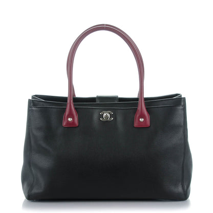 Chanel Calfskin Cerf Executive Shopper Tote Burgundy Black 1 of 7