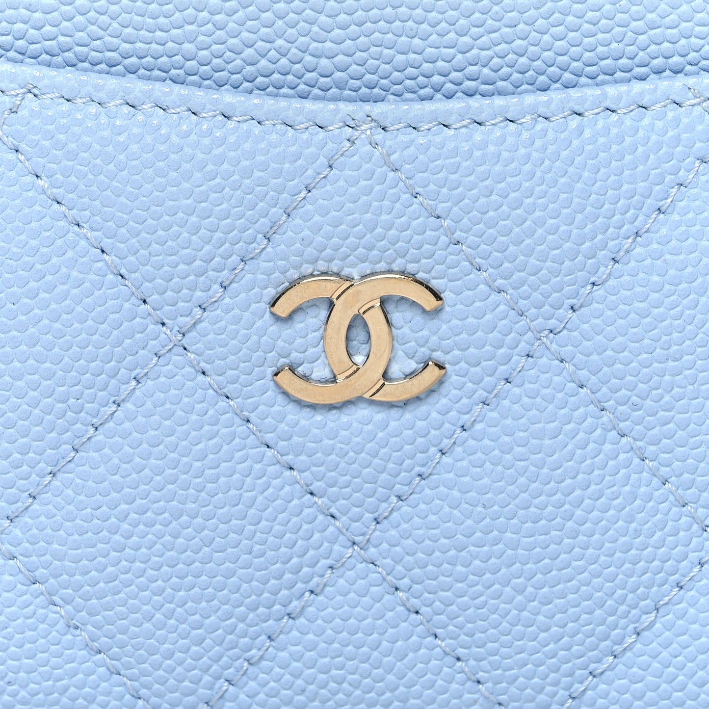 Caviar Quilted Card Holder Light Blue