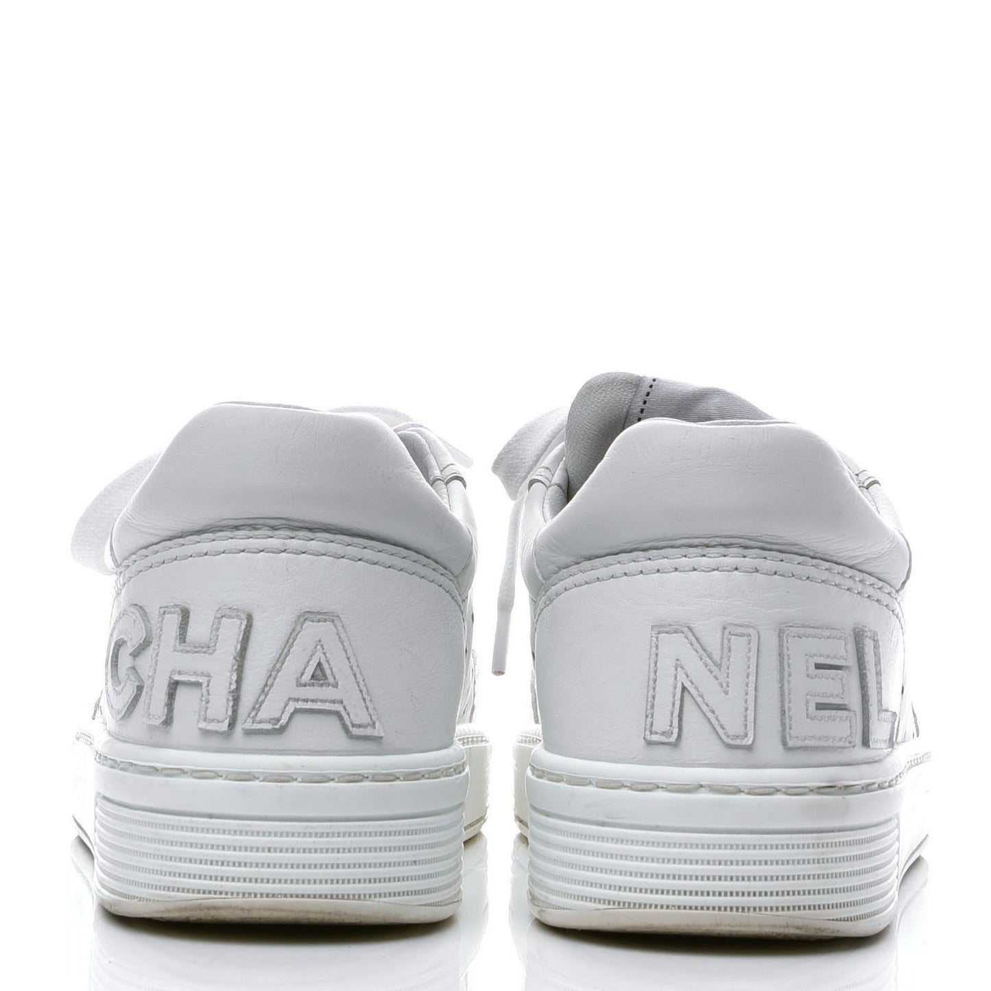 Calfskin Womens Logo Sneakers 36 White