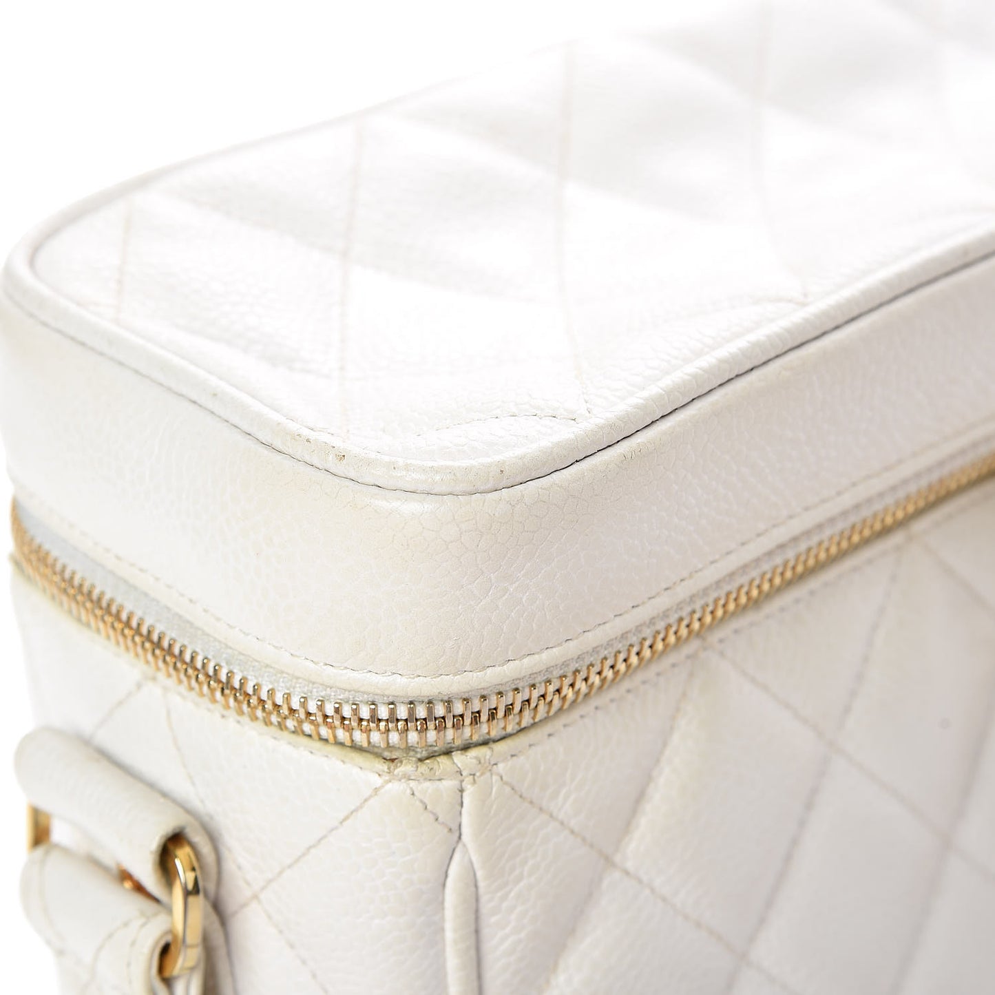 Caviar Quilted Camera Case White