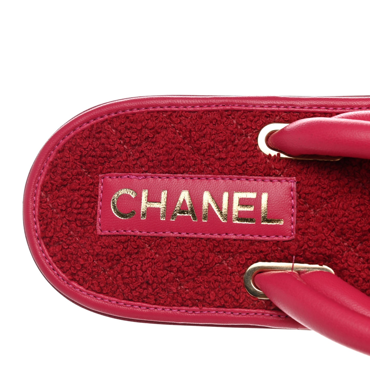 Lambskin Terry Cloth CC Thong Sandals 40 Pink