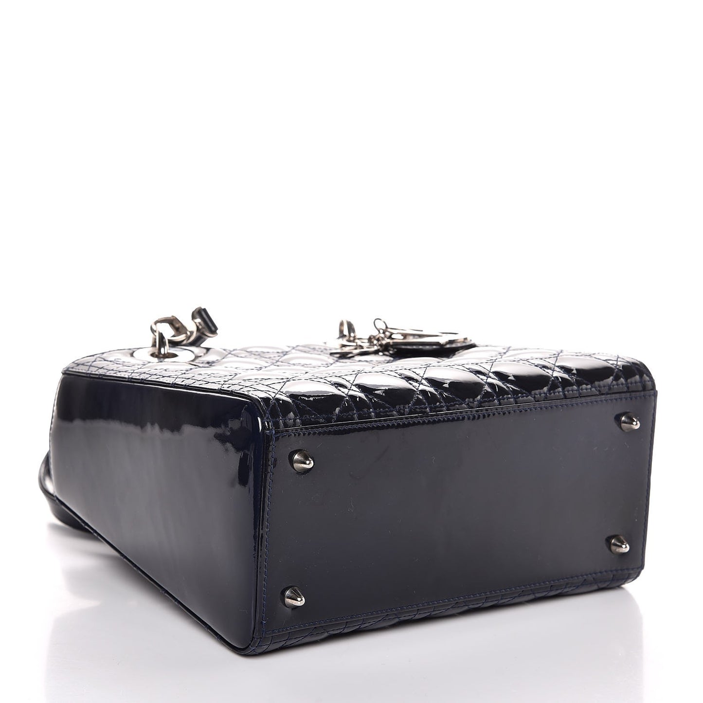 Patent Cannage Medium Lady Dior Saphir