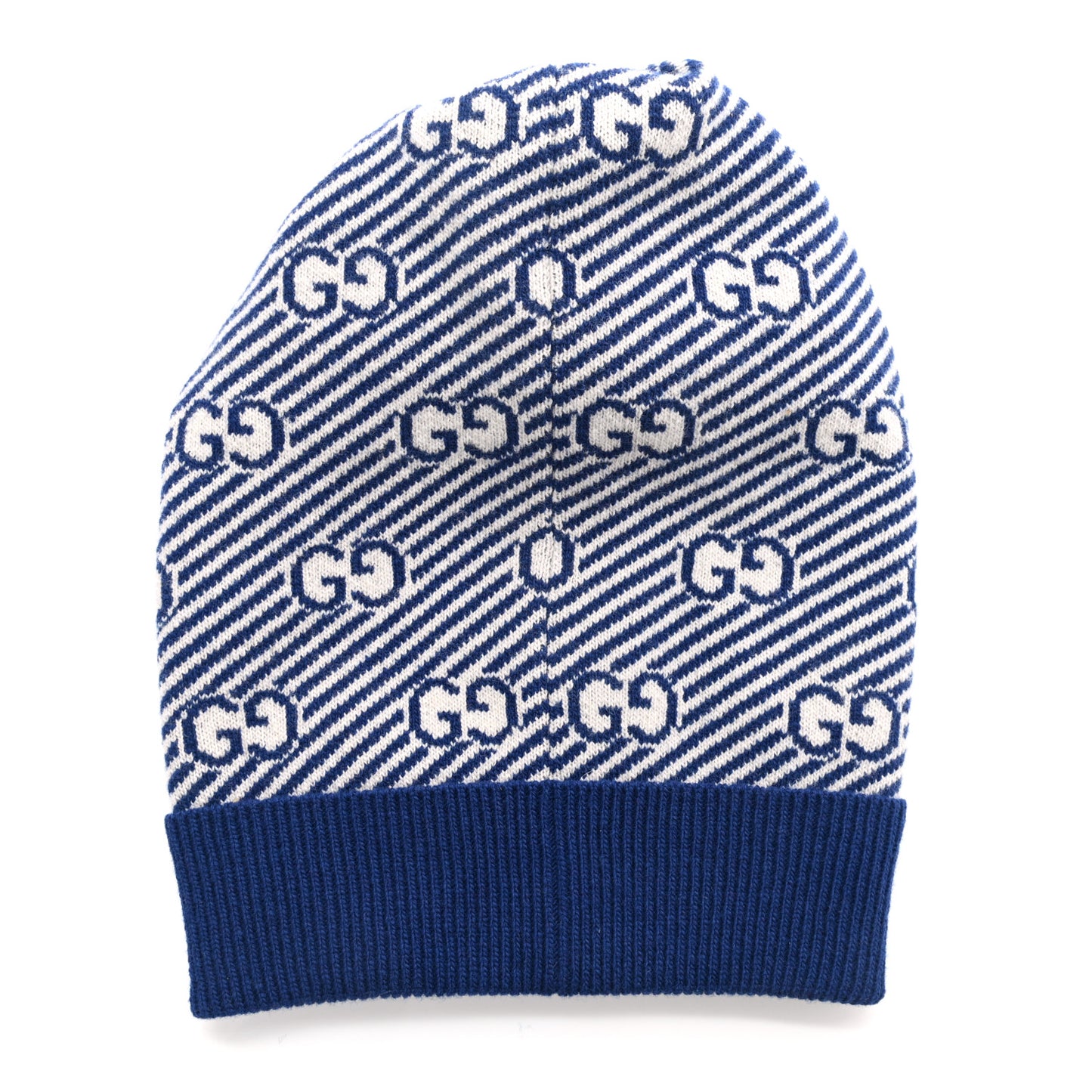Wool GG Monogram Diagogy Beanie Hat M Sapphire Ivory