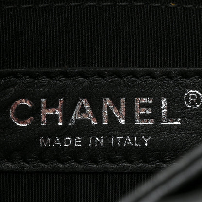 Chanel Metallic Lambskin Quilted Retro Label Clutch Charcoal Grey 7 of 14