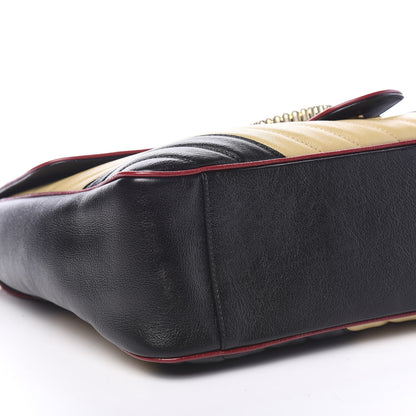 Gucci Azalea Calfskin Matelasse Diagonal Patchwork Large Torchon GG Marmont Shoulder Bag Black Beige Romantic Cerise 4 of 9