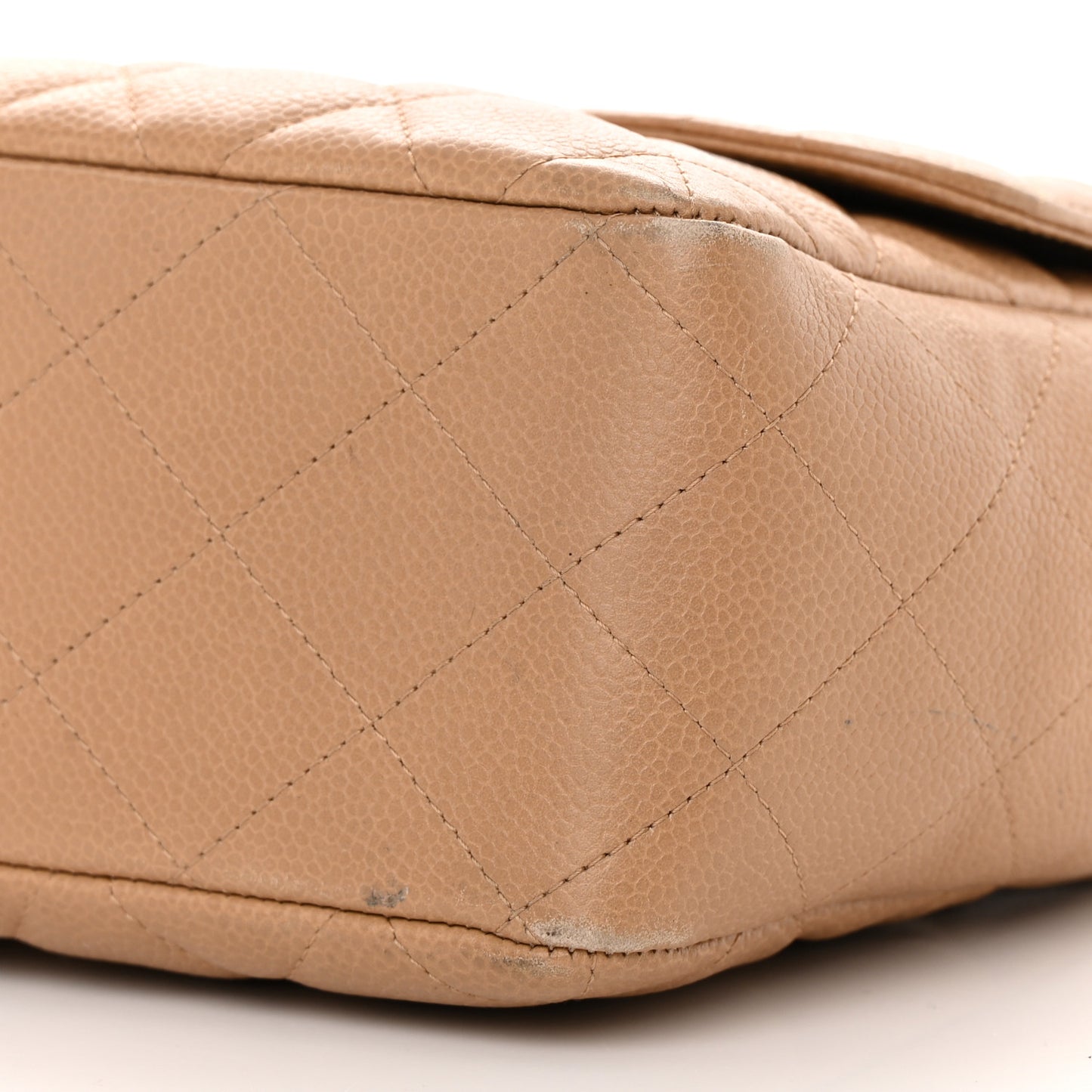 Caviar Quilted Jumbo Single Flap Beige