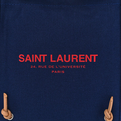 Saint Laurent Linen Calfskin Rive Gauche Backpack Blue Rouge Eros 8 of 10