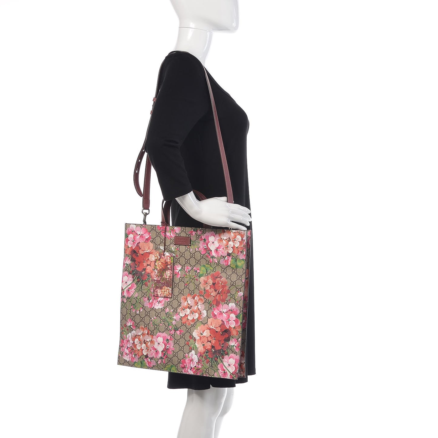 Soft GG Supreme Monogram Blooms Vertical Tote Beige Multicolor Dry Rose