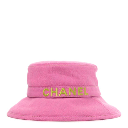 Chanel Denim Logo Bucket Hat M Pink Yellow 1 of 8
