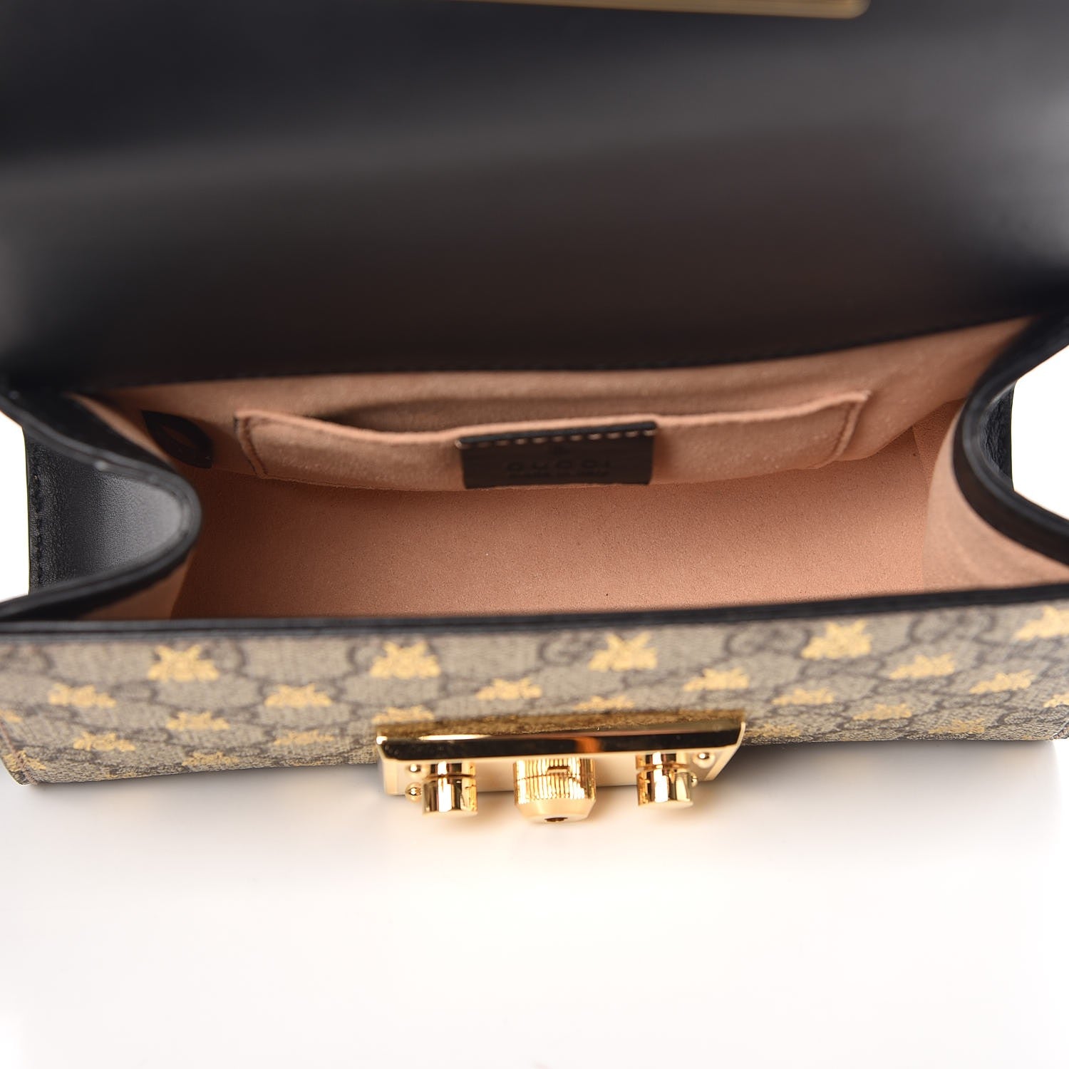Gucci GG Supreme Monogram Bees Small Padlock Shoulder Bag Black 5 of 7