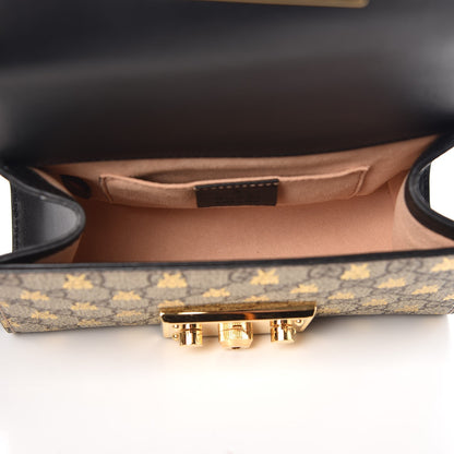 Gucci GG Supreme Monogram Bees Small Padlock Shoulder Bag Black 5 of 7