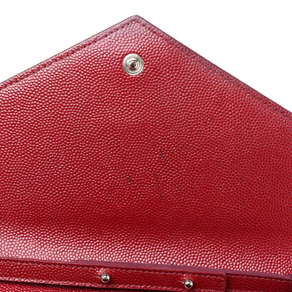 Saint Laurent Grain De Poudre Matelasse Chevron Monogram Chain Wallet Palissandre 9 of 14