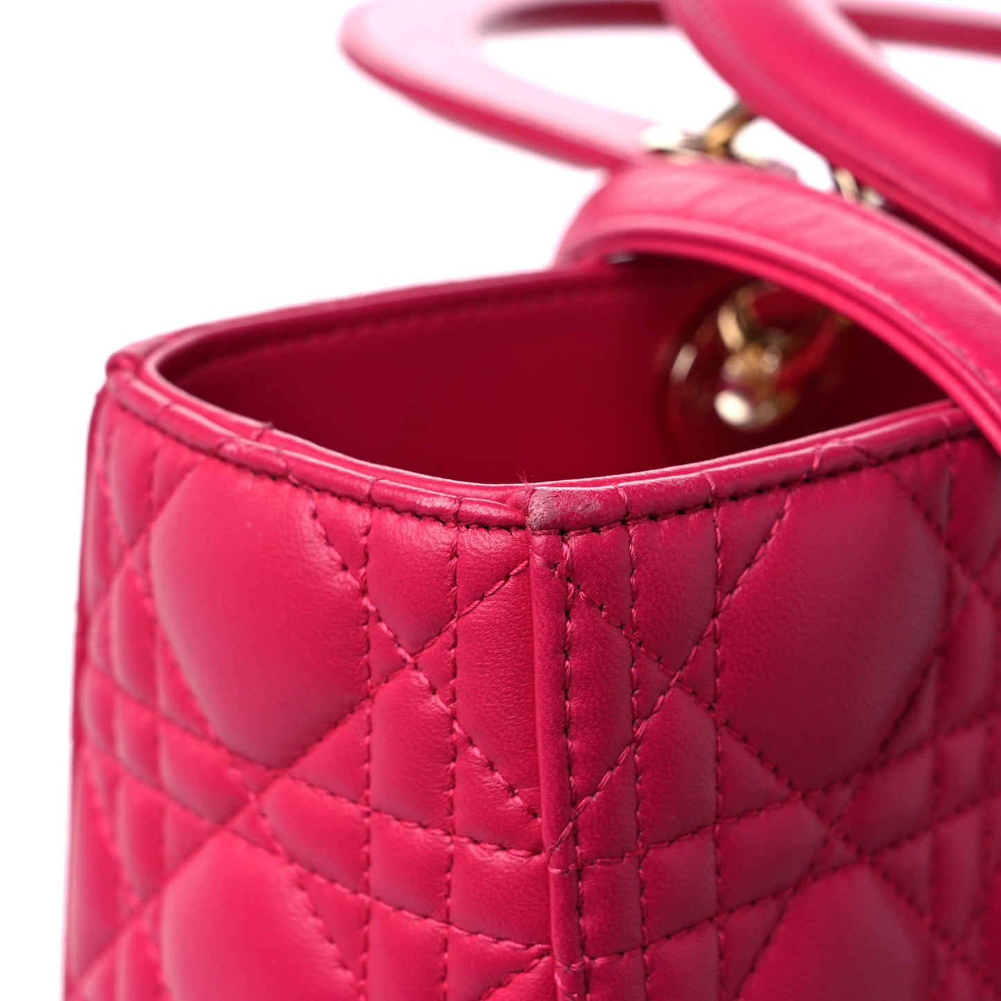 Lambskin Cannage Large Lady Dior Fuchsia