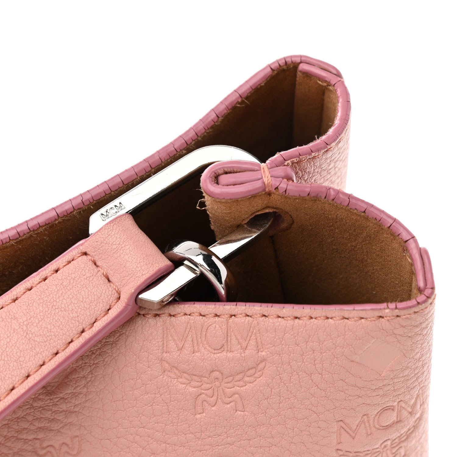 MCM Calfskin Ottomar Monogram Sarah Medium Hobo Pink Blush 12 of 13