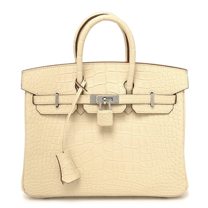 Hermes Matte Alligator Birkin 25 Vanille 1 of 13